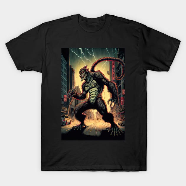 Giant Monster monkey attacking the city T-Shirt by KoolArtDistrict